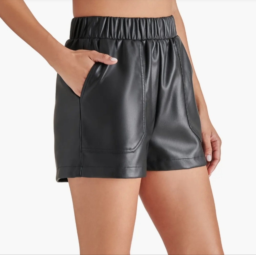 Steve Madden Faux The Record Faux Leather Shorts